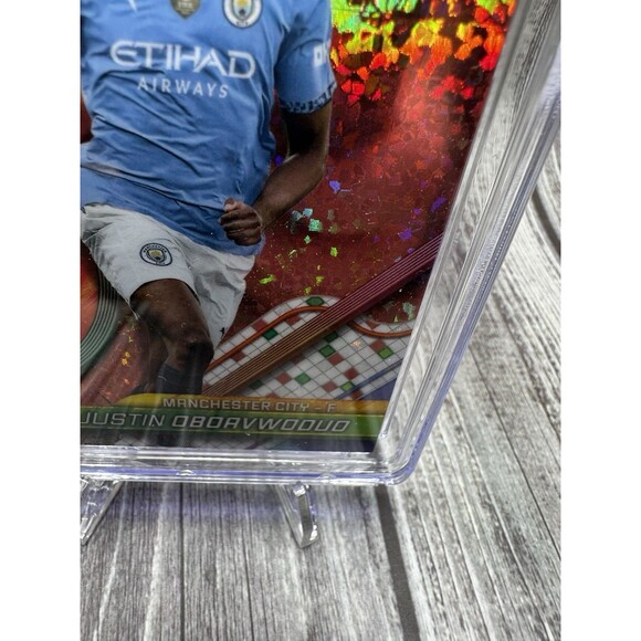 2024-25 Topps Finest Uefa CC Justin Oboavwoduo #112 Rose Gold Mini Diamond /50 - Picture 5 of 10